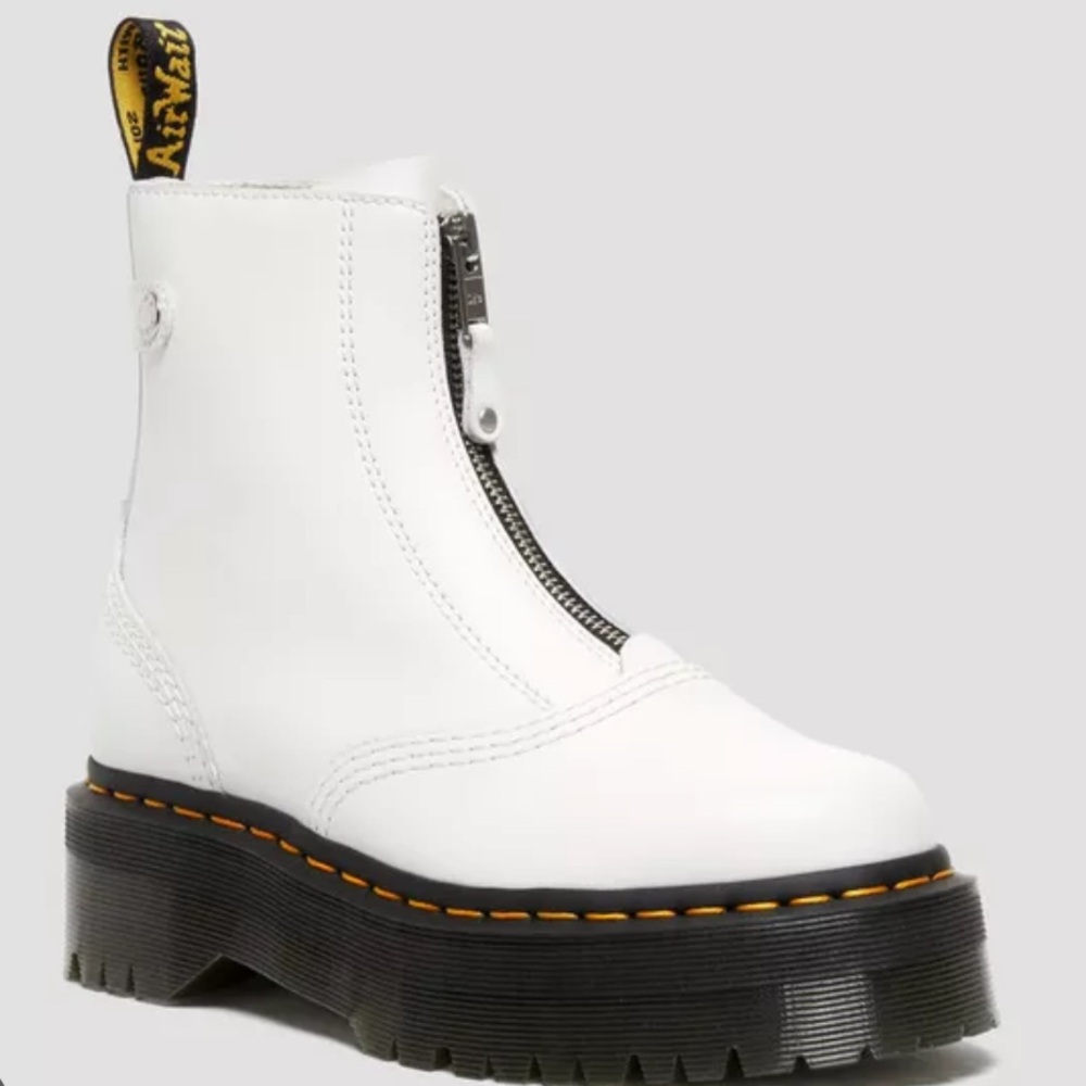 Dr. Martens White Zipped Platform Boots